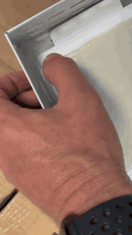 Glue surface tested in the field — no tack remaining.